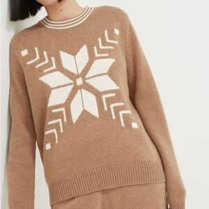 Chinti Parker Sweater Wool Cashmere Crewneck Snowflake Chunky Knit Pullover Sz L